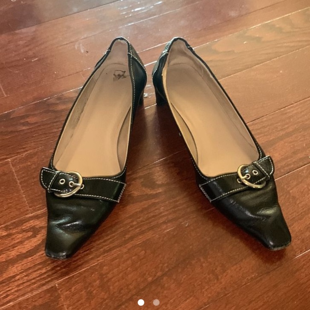 Black Buckle kitten heels